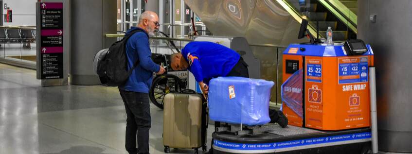 Miami Airport luggage wrapping