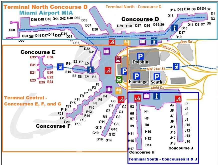 Miami Airport Gates map