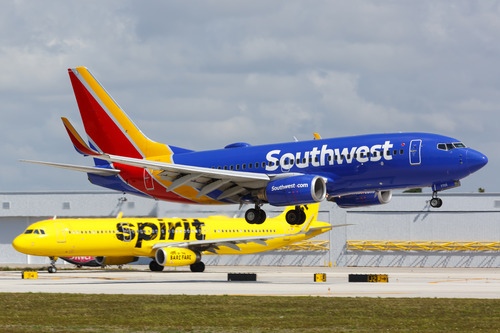 Spirit and Southwest airlines at Fort Lauderdaale airport